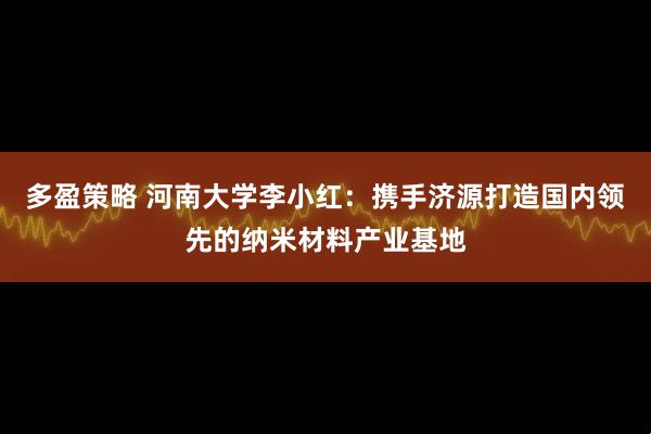 多盈策略 河南大学李小红：携手济源打造国内领先的纳米材料产业基地